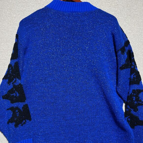 1990s Vintage Ellen D Kollection Women's Sweater Large Med Blue Lurex Mock Lg - Picture 12 of 12